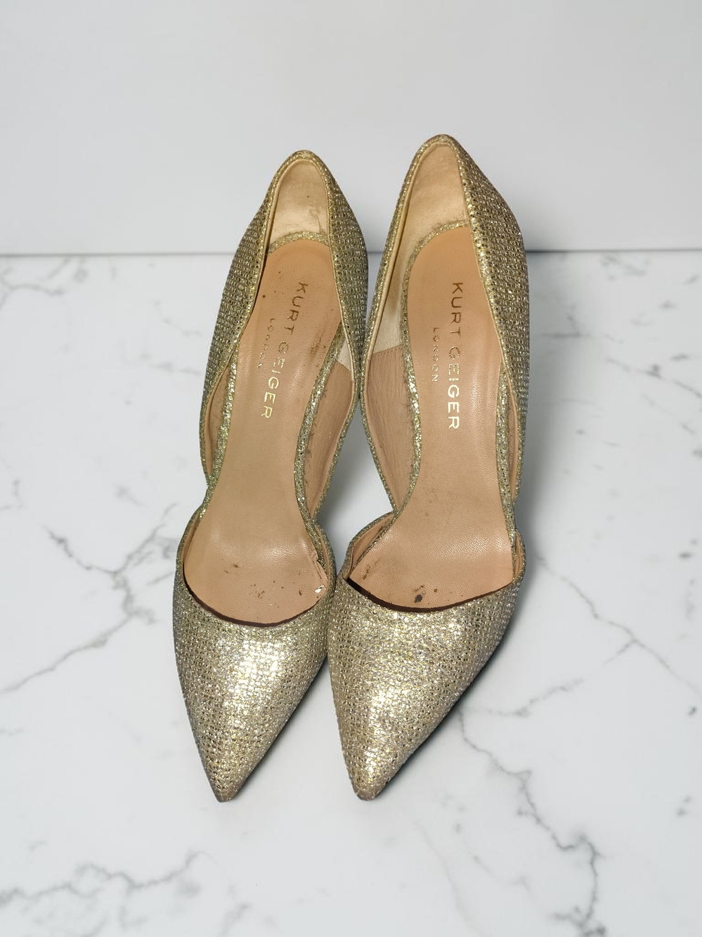 Kurt Geiger Gold Pointed-Toe D'Orsay Pumps